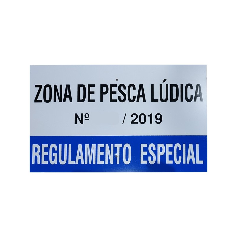 Placa Sinalética "Zona Pesca Ludica"